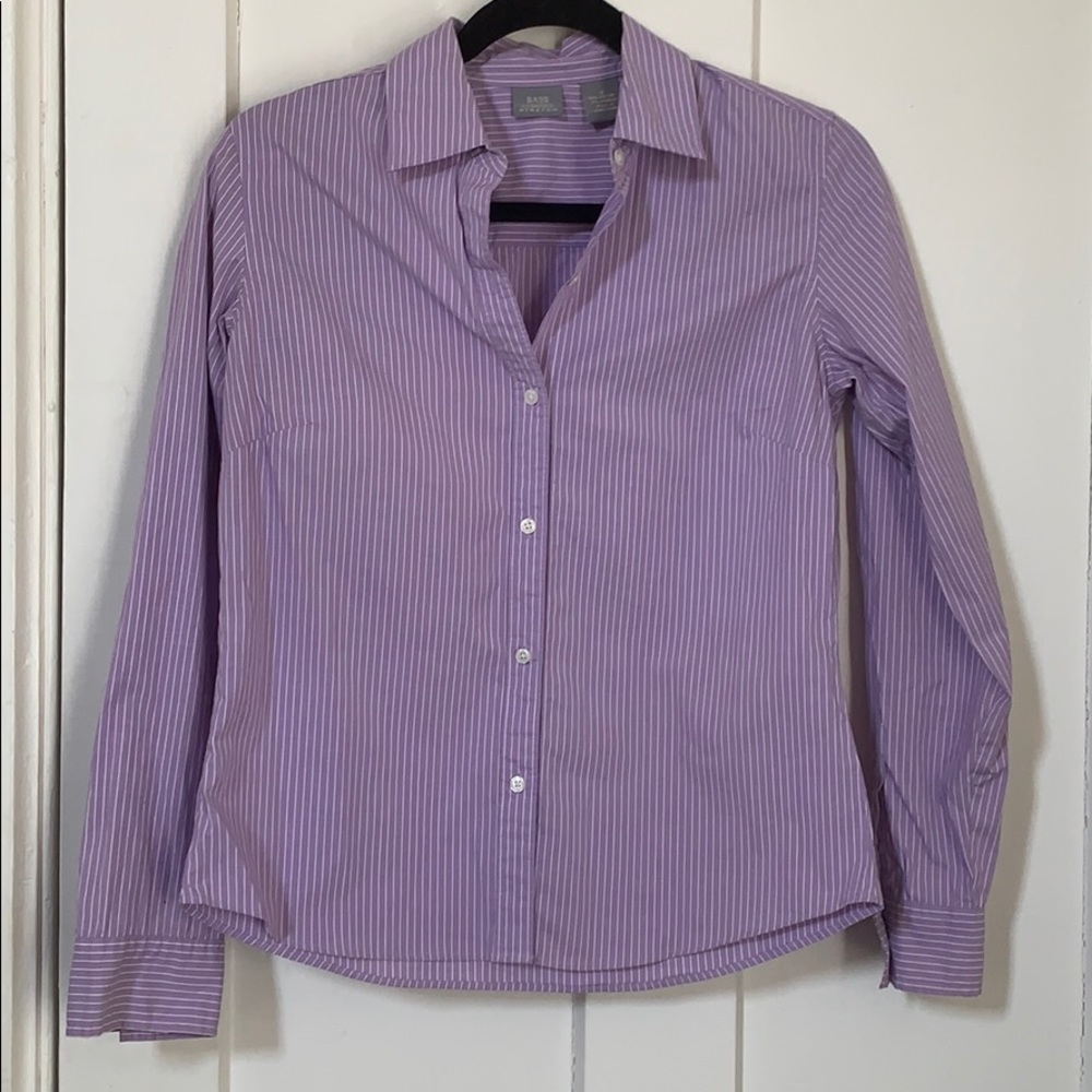 BASS G.H Bass & Co Stretch striped button down top